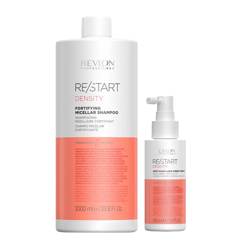 Restart Dúo Density Fortifying Micellar Shampoo 1L.+Anti Hair Loss Direct  Spray 100 ml. - Morange Salón Store