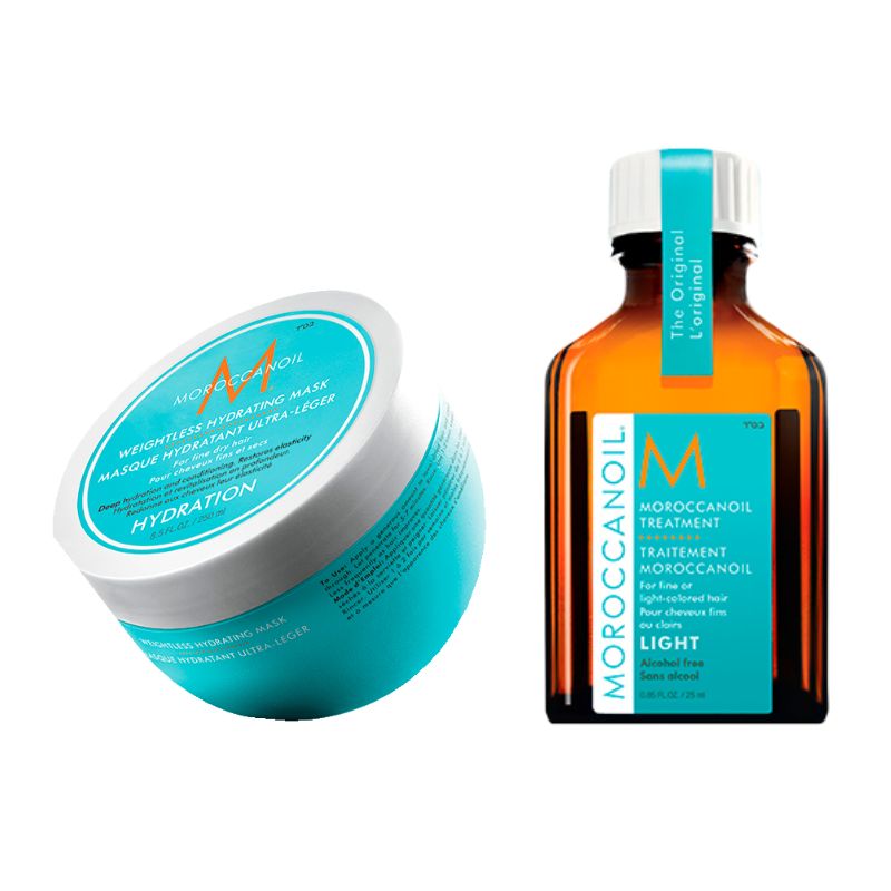 Moroccanoil Dúo Mascarilla Hidratante Ultraligera + Tratamiento Light 25 ml. Moroccanoil Dúo Mascarilla Hidratante Ultraligera + Tratamiento Light 25 ml.